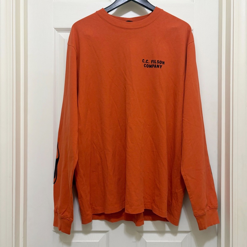 C. C. Filson Smokey The Bear Only You T Shirt Long Sleeve XL Flames Orange